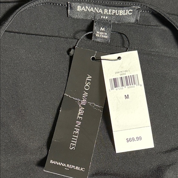 Banana Republic Dress Black Side Knot Faux Wrap Stretchy MEDIUM NWT - Picture 3 of 5